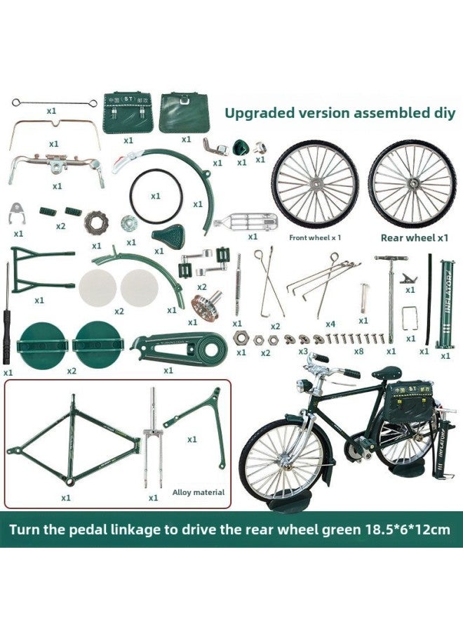 Loquat 【DIY Assembly】 Postal Car 28 Big Bar Bicycle Alloy Model Assembly Toy Ornaments Car Model Net Red-Color:Car Light Version 【bag】 Assembled Black + Tools + Accessories - Image 3