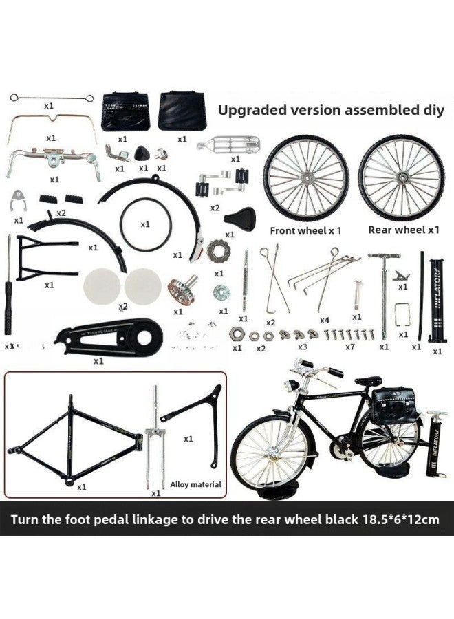 Loquat 【DIY Assembly】 Postal Car 28 Big Bar Bicycle Alloy Model Assembly Toy Ornaments Car Model Net Red-Color:Car Light Version 【bag】 Assembled Black + Tools + Accessories - Image 1