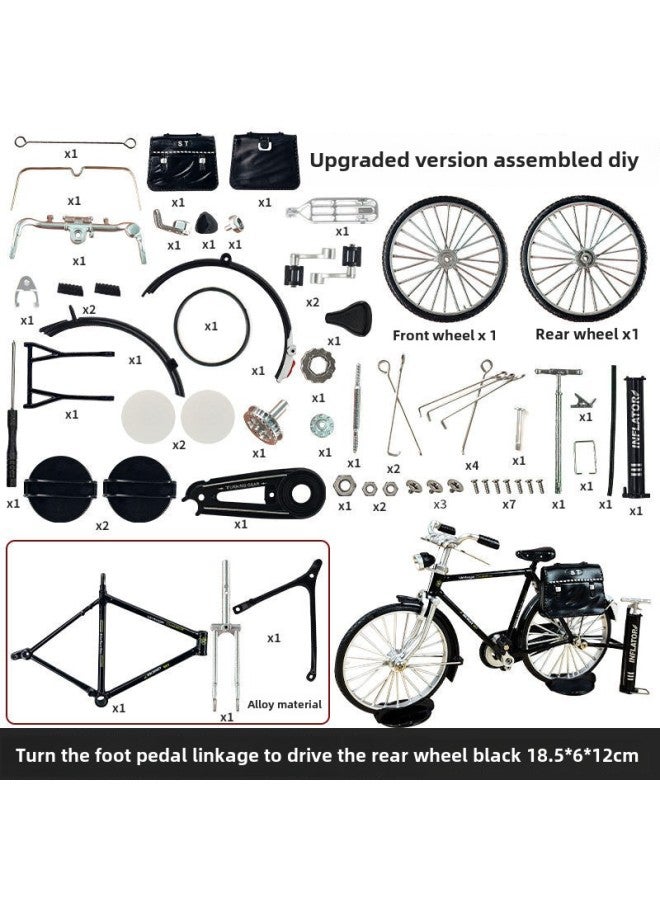 Loquat 【DIY Assembly】 Postal Car 28 Big Bar Bicycle Alloy Model Assembly Toy Ornaments Car Model Net Red-Color:Car Light Version 【bag】 Assembled Black + Tools + Accessories - Image 5