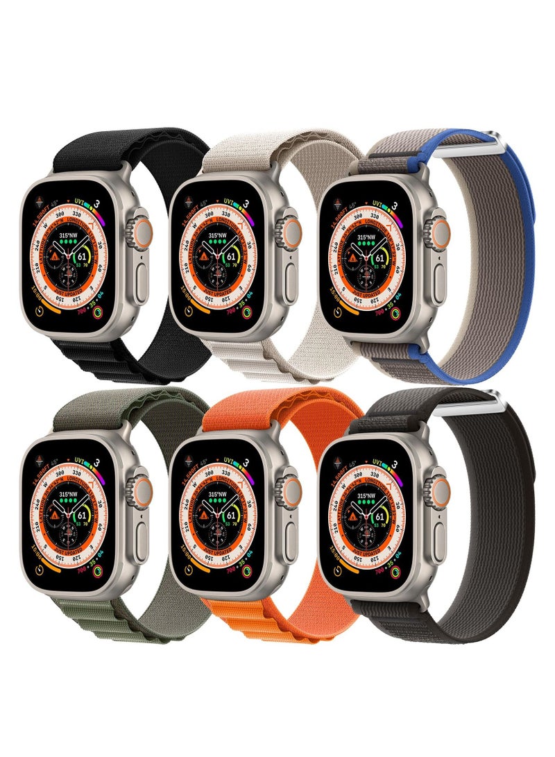 BORTONY Apple Watch Band 42mm 44mm 45mm 49mm Pack of 6 Nylon Alpine Loop Band for Men Women with Adjustable Style Sport Strap for iWatch Series Ultra SE 8 7 6 5 4  - Image 1