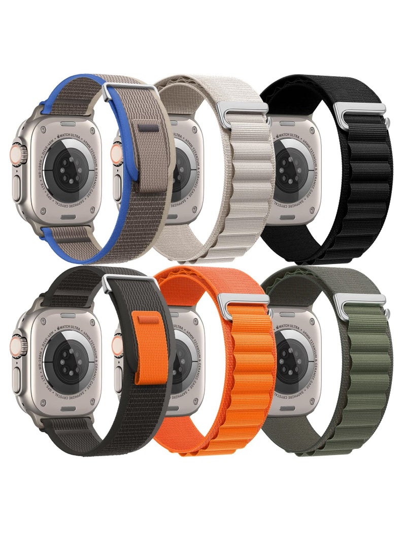 BORTONY Apple Watch Band 42mm 44mm 45mm 49mm Pack of 6 Nylon Alpine Loop Band for Men Women with Adjustable Style Sport Strap for iWatch Series Ultra SE 8 7 6 5 4  - Image 2