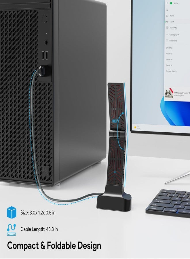 WAVLINK WiFi 7 USB Adapter for Desktop PC, BE6500 Tri-Band Wireless Network Adapter, New 6GHz Band Support, Up to 6452Mbps, WPA3, MU-MIMO, OFDMA, Supports Windows 11/10 - Image 4