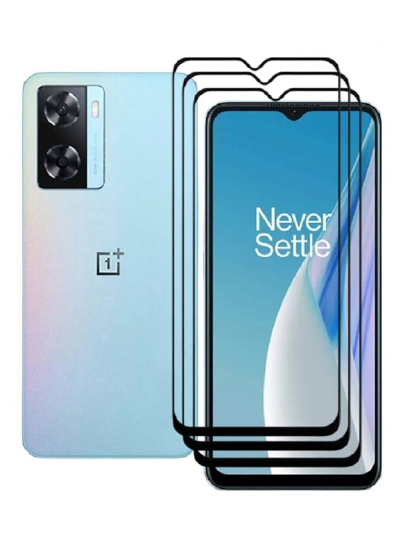 AINA حماية شاشة زجاجية مقساة 3 قطع مصممة بتقنية 5D لهاتف OnePlus Nord N20 SE تغطي الشاشة بالكامل مع لاصق كامل من الحافة إلى الحافة وخالية من الفقاعات - Image 1