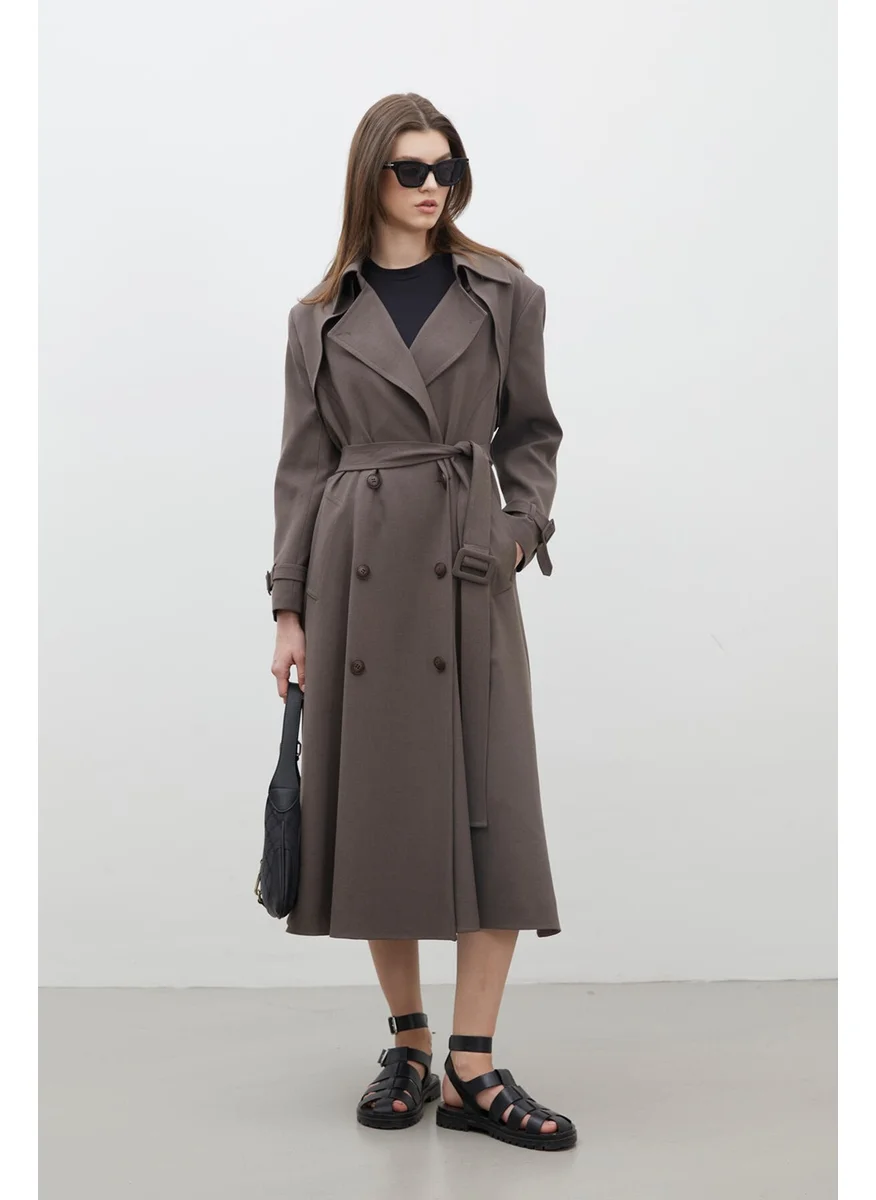 مانوكا Paris Oversize Double Breasted Trench Coat Mink