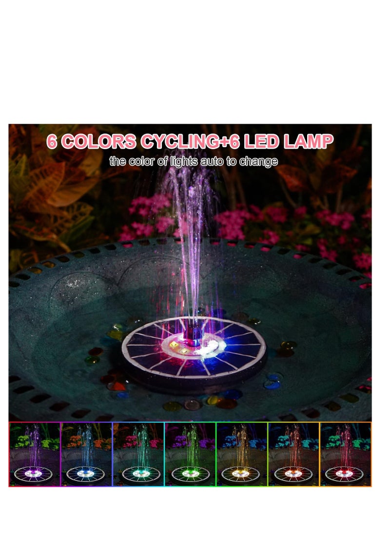 SYOSI Solar Fountain with LED Lights, Solar Fountain Upgraded 100% Glass Panel, 3.5W Floating Solar Bird Bath Fountains with 4 Fixed Rods, 6 Nozzle, Solar Fountain Pump for Bird Bath, Garden, Pond, Pool  - Image 2