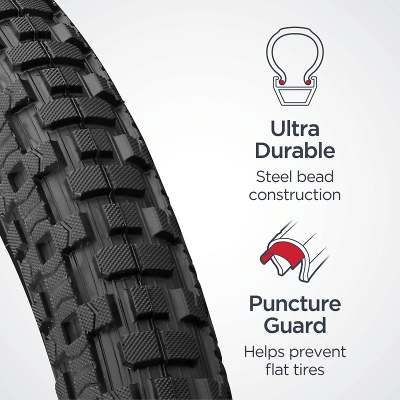 SCHWINN إطار دراجة شوان القابل للتضخم مع كيفلار (أسود، 20 × 2.12 بوصة) - Image 2