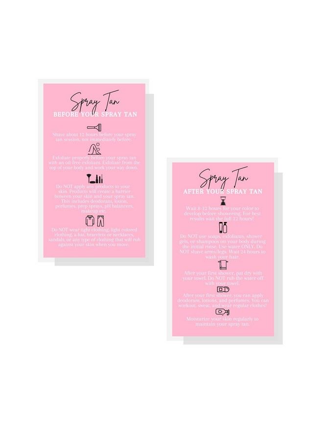 Boutique Marketing LLC Spray Tan Pre And Post Care Instructions Cards ; 50 Pack ; Size 2X3.5 Inches Business Card ; Sunless Tan Pink Card Design - Image 3