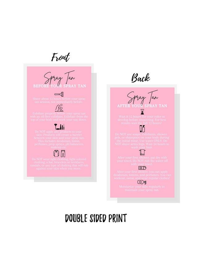 Boutique Marketing LLC Spray Tan Pre And Post Care Instructions Cards ; 50 Pack ; Size 2X3.5 Inches Business Card ; Sunless Tan Pink Card Design - Image 5