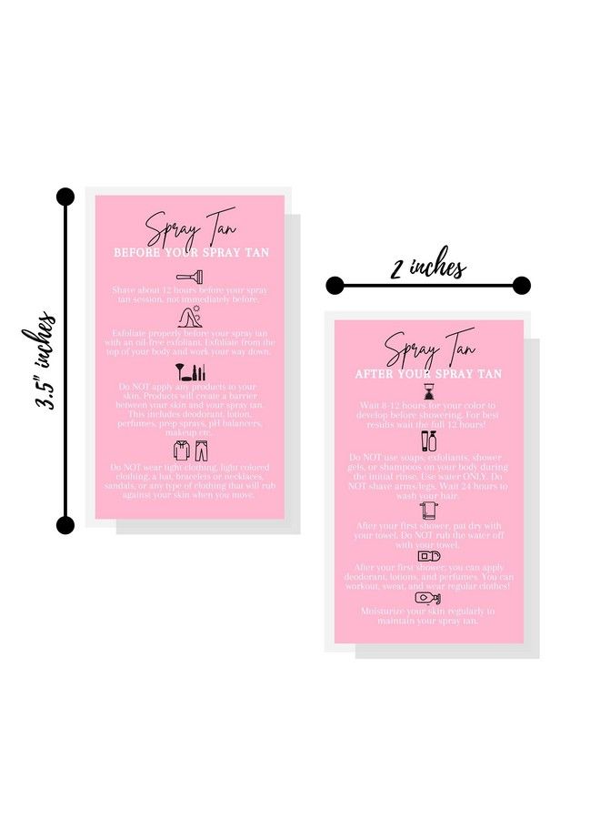 Boutique Marketing LLC Spray Tan Pre And Post Care Instructions Cards ; 50 Pack ; Size 2X3.5 Inches Business Card ; Sunless Tan Pink Card Design - Image 4