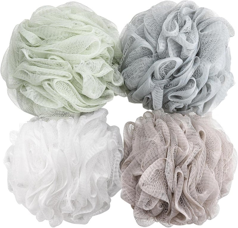 BTYMS Bath Sponge Shower Loofahs (60g/pcs) Mesh Pouf Bath Scrunchies Body Wash Puff Pack of 4 - Image 1