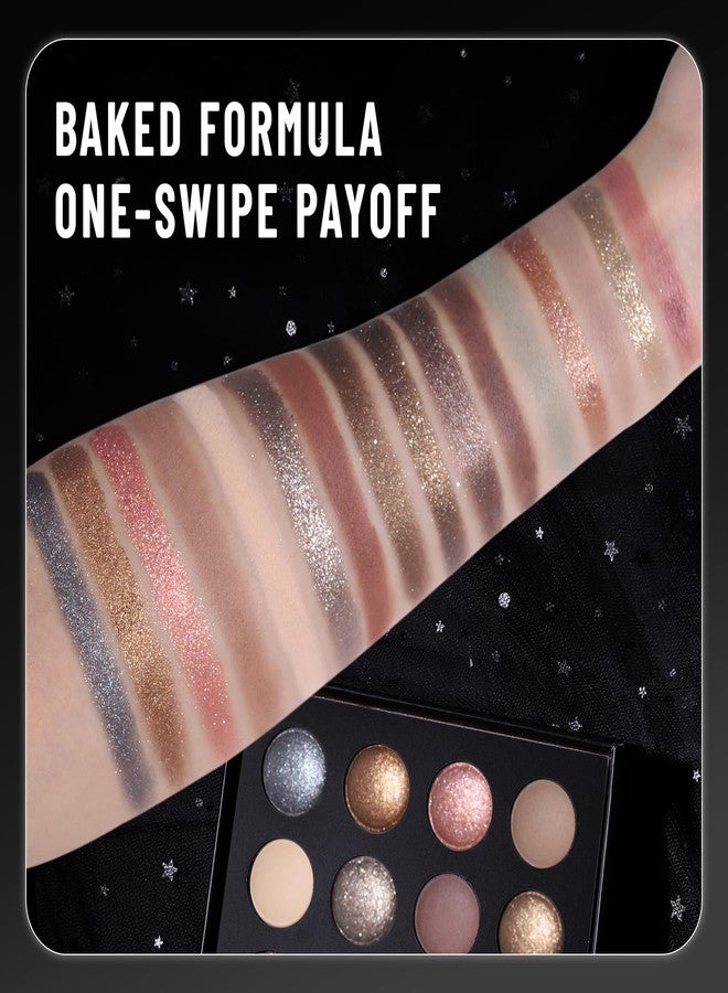 UCANBEMAKEUP Baked Eyeshadow Makeup Palette - 16 Pigmented Soft Neutrals, Earth Tones & Smoky Shades with Glitter, Matte & Metallic Finishes, Long-Wear Blendable Eye Shadow Make Up Pallet for All Skin Tones - Image 3