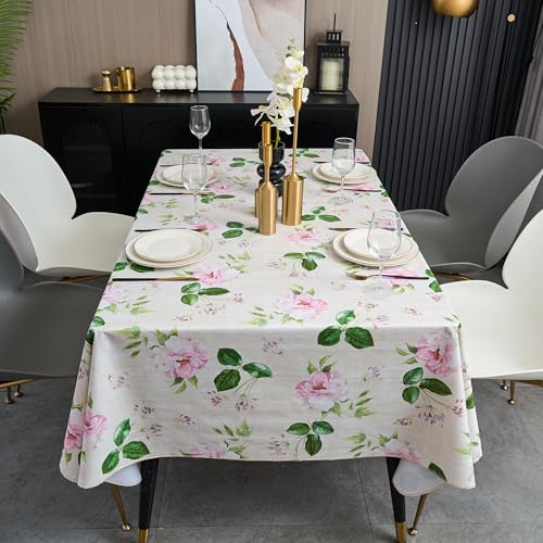 LIBERECOO Reinforced Vinyl Tablecloth with Flannel Backing Waterproof Oil-Proof Floral Plastic Table Cloth Stain-Resistant Wipeable Table Cover Not Stiff - Image 2