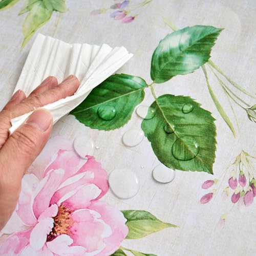 LIBERECOO Reinforced Vinyl Tablecloth with Flannel Backing Waterproof Oil-Proof Floral Plastic Table Cloth Stain-Resistant Wipeable Table Cover Not Stiff - Image 4
