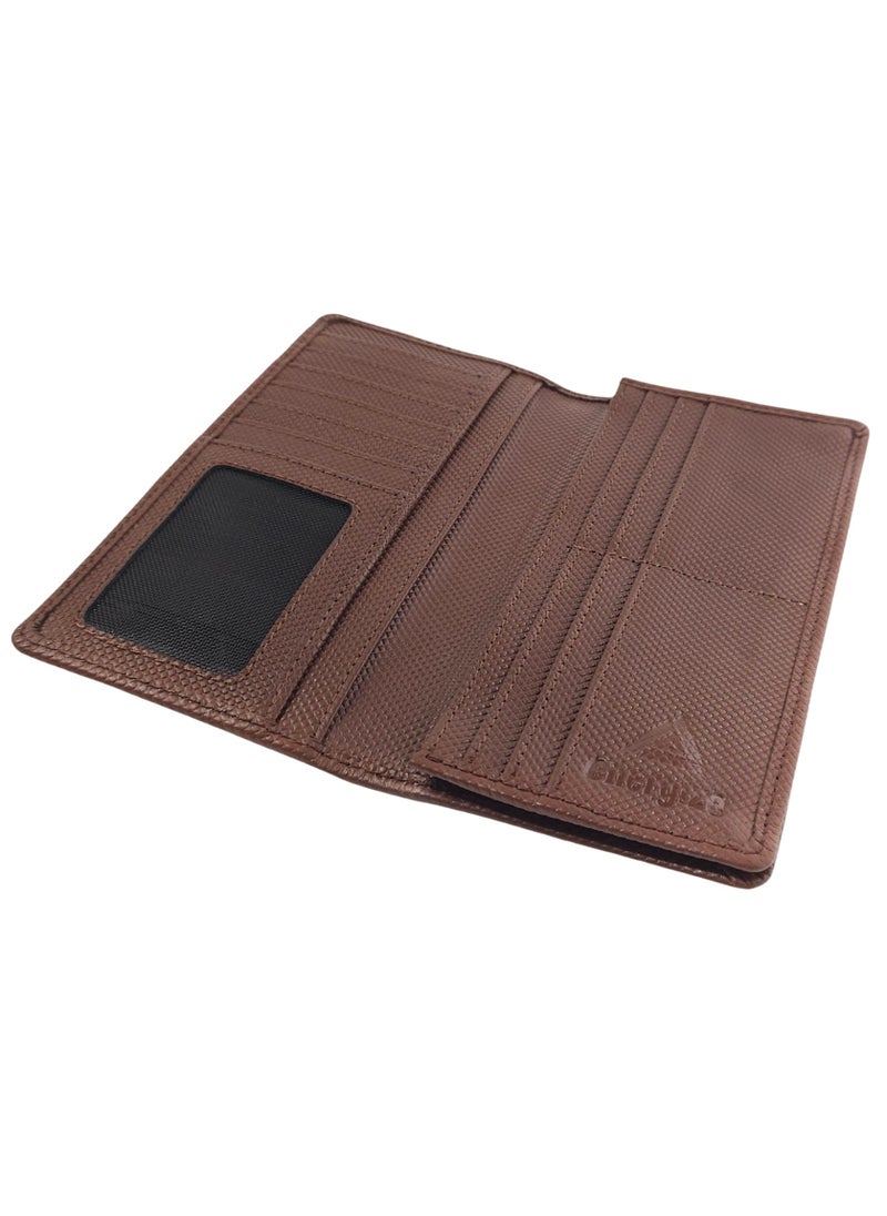 Energize - Long Genuine Leather Wallet for Men, Premium Leather Material with Versatile Compartment, Ideal for Traveling & Daily Use, Perfect Gift for Any Occasion- Brown - Image 1