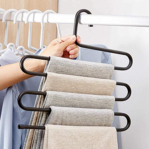 Everbuy Metal S-Shape 5 Layers Magic Hanger for Wardrobe, Sarees, Pants, Scarfs & Other Clothes Multi Purpose Hanger, Made in India (Assorted Colour) - Image 4