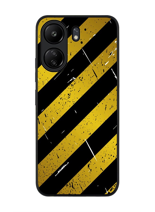 Stylizedd Rugged Black edge case for Xiaomi Poco C65, Slim fit Soft Case Flexible Rubber Edges Anti Drop TPU Gel Thin Cover- Under Construction - Image 1