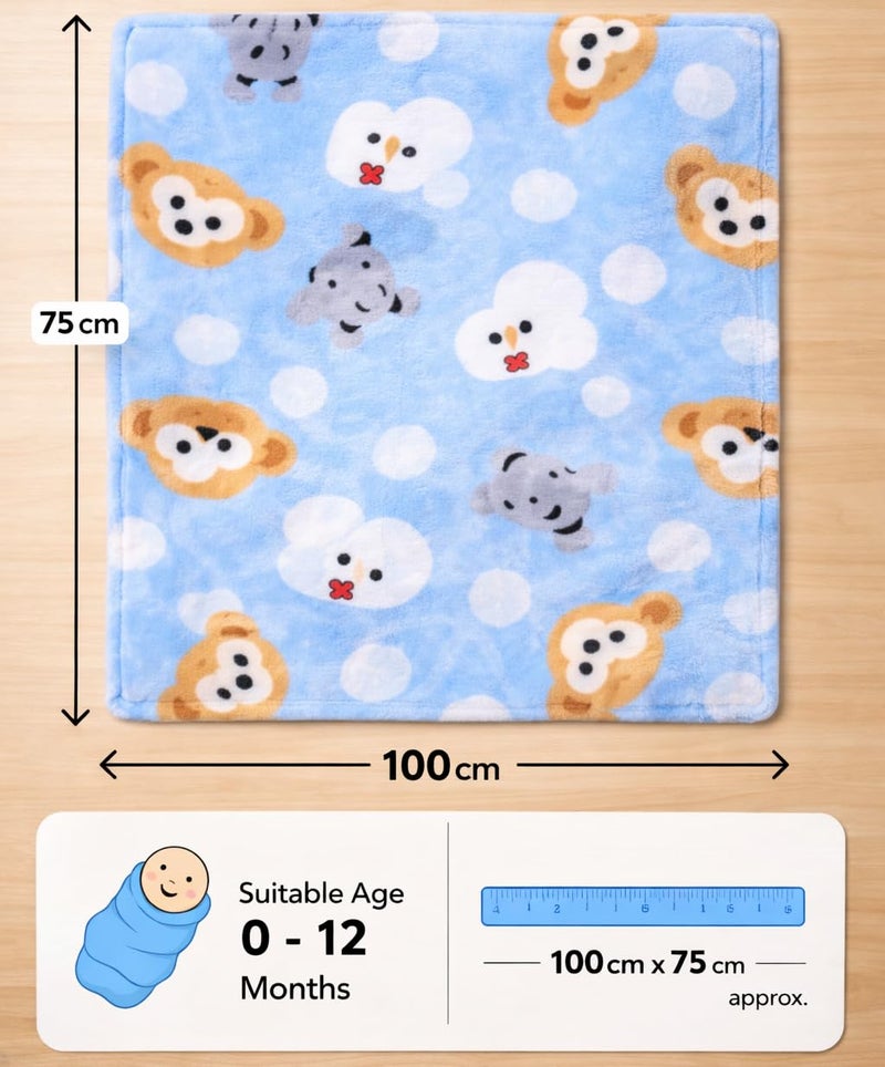 First Kick Soft Flannel Baby Bath Towel for Newborn (0–12 Months) | 100 x 75 cm Large Absorbent | Ultra Soft Quick Dry Infant Bath Wrap | Cute Cartoon Printed Baby Towel for Boys & Girls - Image 4