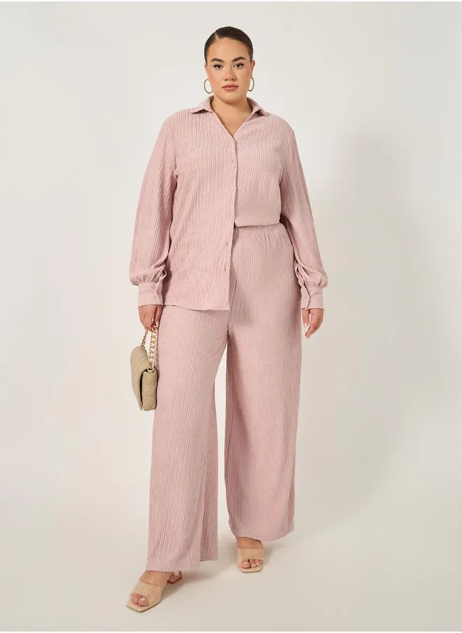 Styli Plus Size Textured Wide Leg Pants