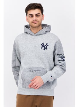 Champion Champion x MLB Men Sportswear Fit Long Sleeve Outdoor Hoodie, Heather Grey  - Image 1