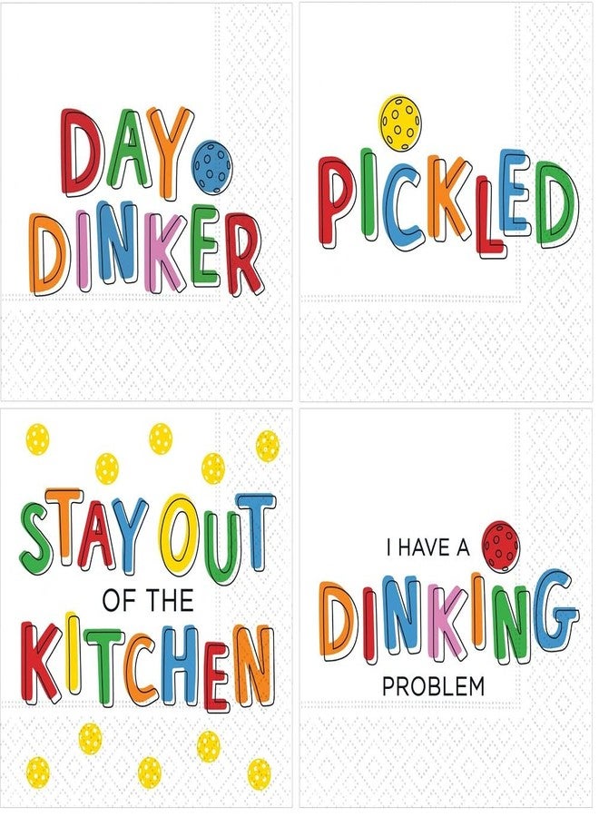 Design Design Funny Pickleball Cocktail Napkins Variety Pack - Bundle Includes 80 Total Paper Napkins in 4 Different Designs - Image 1