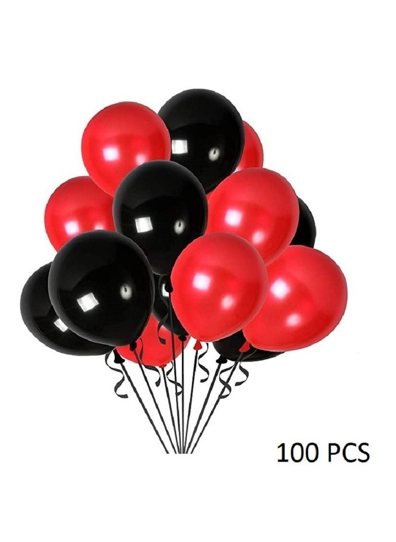 بوكسوودس 100 قطعة بالونات حمراء وسوداء مقاس 12 بوصة - Image 2