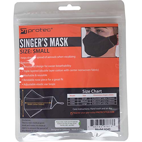 Protec Singer's Face Mask Model A343, Size Small , Black - Image 3
