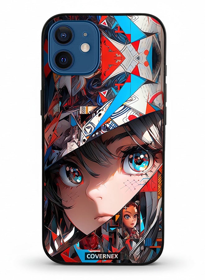 Covernex Apple iPhone 12 Protective Case Cover Printed Featuring Abstract Collage Anime Eyes Graphic - Image 2