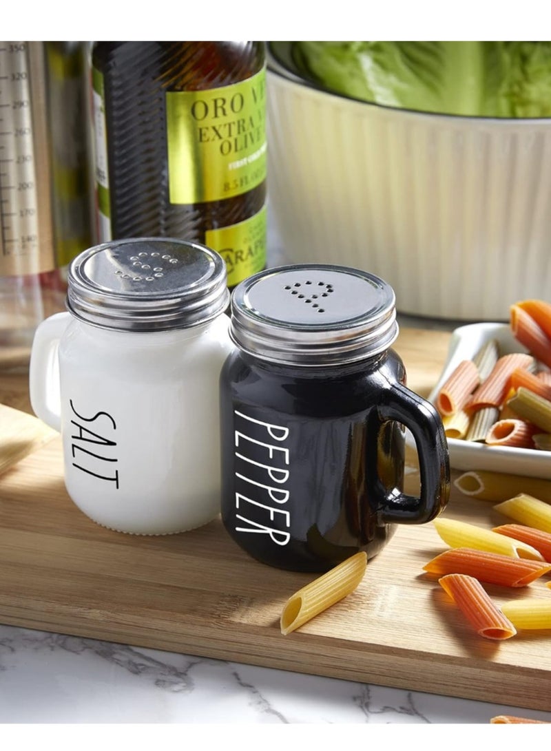 ALMiHomi Salt and Pepper Shakers Set, 2 Pcs Elegant Glass Shakers with Stainless Steel Lids, Minimalist Luxury Design for Home Kitchen, Dining Table, Restaurant, BBQ, and Wedding Decor, Black & White - Image 4