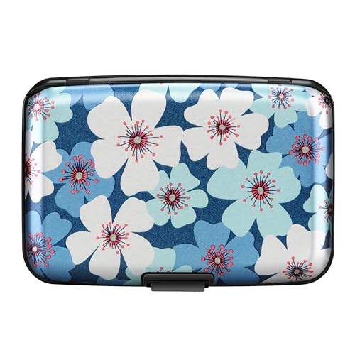 ELFISH Mini RFID Aluminum Wallet Credit Cards Holder Business Card Case Metal ID Case for Men Women(Cherry Blossoms) - Image 4