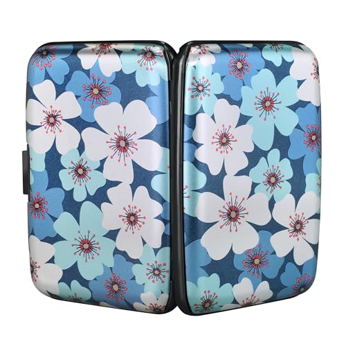 ELFISH Mini RFID Aluminum Wallet Credit Cards Holder Business Card Case Metal ID Case for Men Women(Cherry Blossoms) - Image 3
