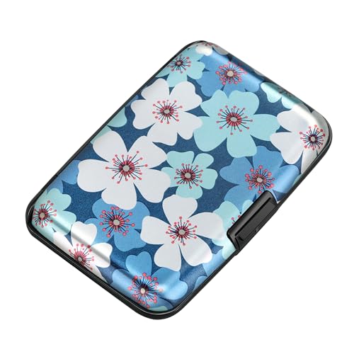 ELFISH Mini RFID Aluminum Wallet Credit Cards Holder Business Card Case Metal ID Case for Men Women(Cherry Blossoms) - Image 1