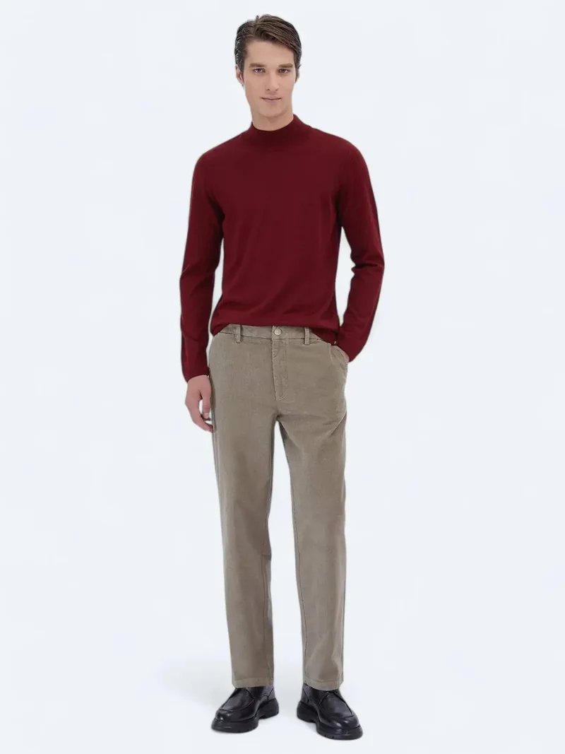 كيب بنطال قطني بيج فضفاض بقصة مريحة