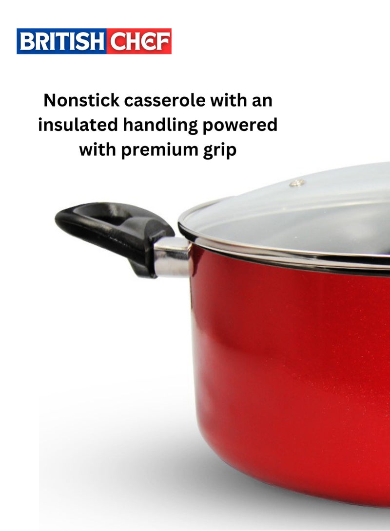British Chef 30cm Non-Stick Casserole with Glass Lid | Strong Material | Rust Resistant | Heats Evenly | Easy to Clean | Clear Lid for Easy Cooking BC173 - Image 5