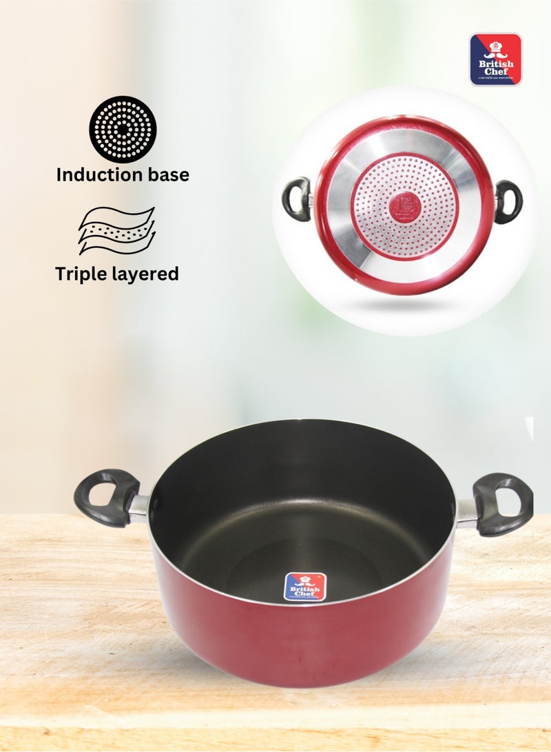 British Chef 30cm Non-Stick Casserole with Glass Lid | Strong Material | Rust Resistant | Heats Evenly | Easy to Clean | Clear Lid for Easy Cooking BC173 - Image 4