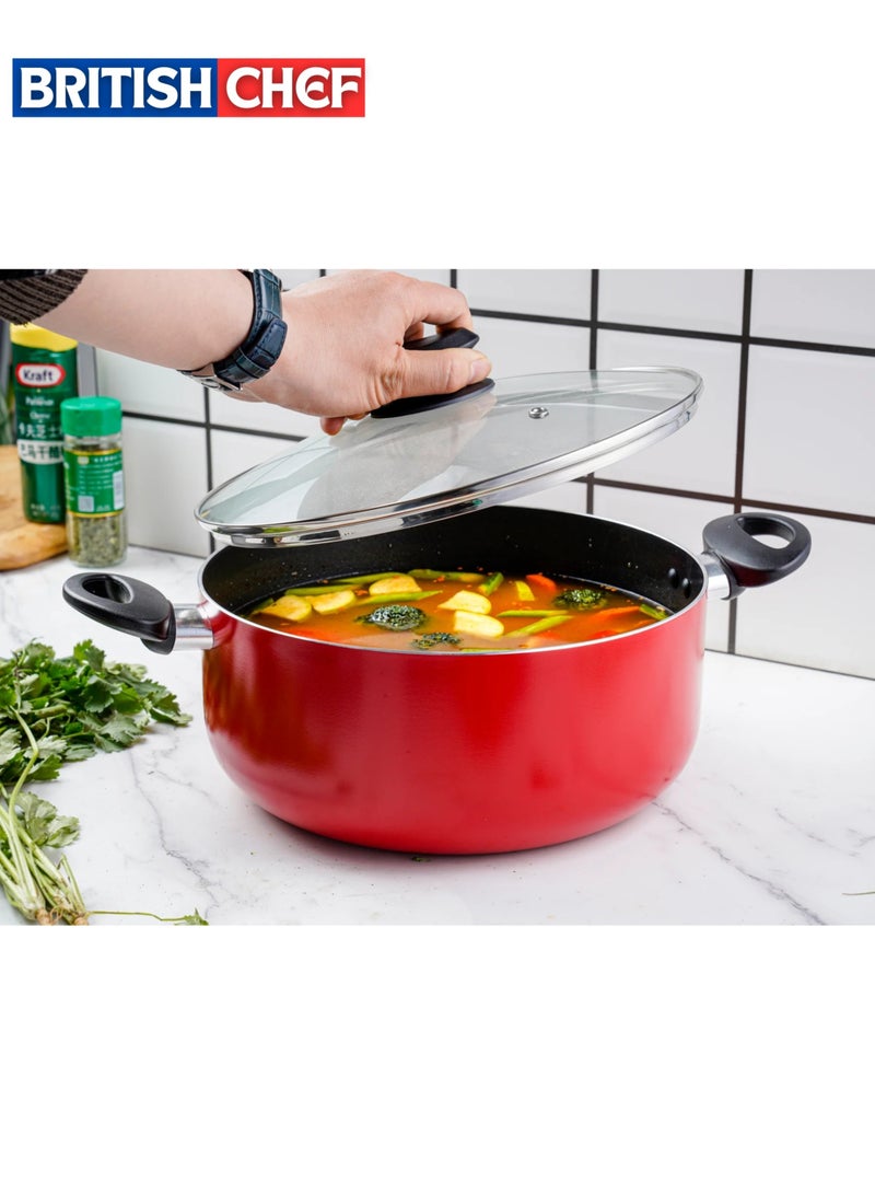 British Chef 30cm Non-Stick Casserole with Glass Lid | Strong Material | Rust Resistant | Heats Evenly | Easy to Clean | Clear Lid for Easy Cooking BC173 - Image 3