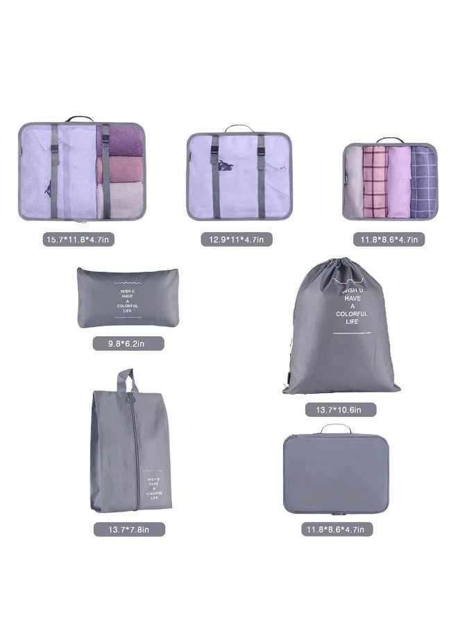 7Pcs SET Travel Luggage Organizer Packing Cubes Set Storage Bag Waterproof Laundry Bag Traveling Accessories