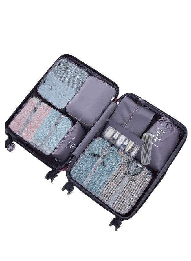 7Pcs SET Travel Luggage Organizer Packing Cubes Set Storage Bag Waterproof Laundry Bag Traveling Accessories