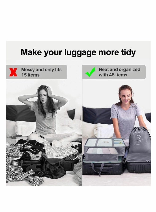 7Pcs SET Travel Luggage Organizer Packing Cubes Set Storage Bag Waterproof Laundry Bag Traveling Accessories