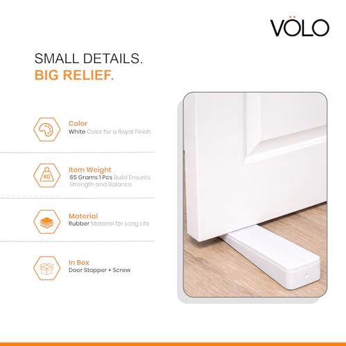 VOLO Non-Slip Rubber Wedge Door Stoppers_to Stop Or Jam Doors, Stackable and Slip-Resistant for Tiles, Carpet, Wood or Laminated Floors - White - Image 5