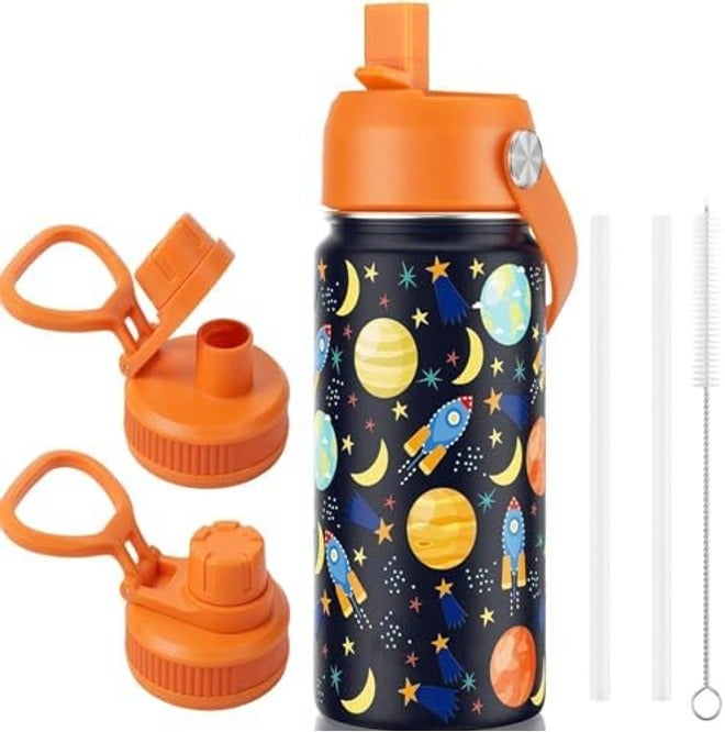 Ofrdncy 530ml Kids Insulated Water Bottle, 2 Lids Included, 18oz Stainless Steel Travel Tumbler with Straw - Image 3