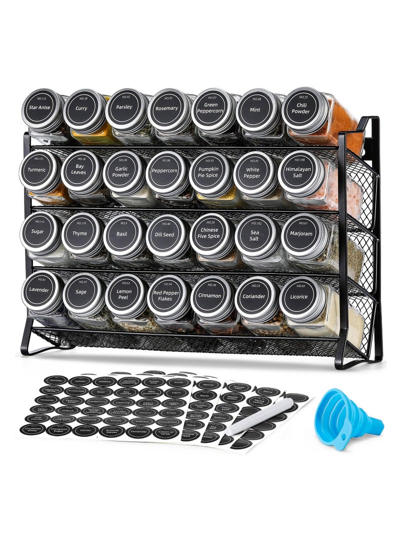 XiuWoo Spice Rack Organizer for Cabinet, Spice Organizer with 28 Empty Spice Jars Funnel, Spice Labels, Seasoning Organizer for Countertop, Cabinet, Kitchen, Pantry, Cupboard  - Image 1