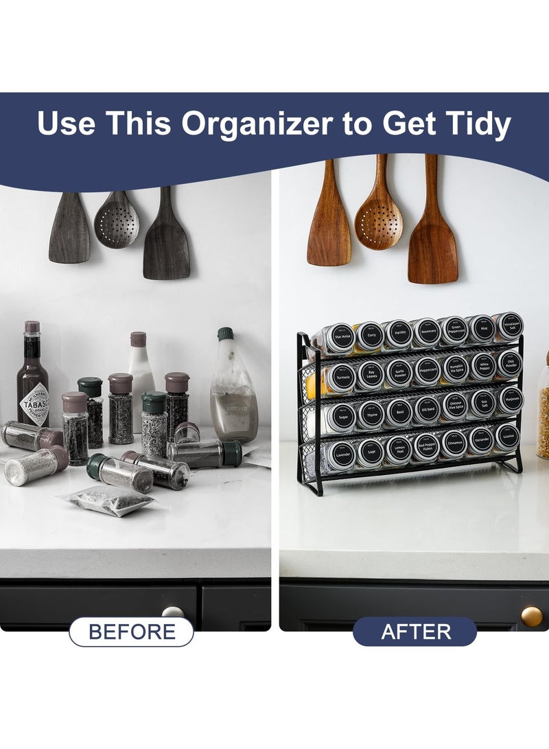 XiuWoo Spice Rack Organizer for Cabinet, Spice Organizer with 28 Empty Spice Jars Funnel, Spice Labels, Seasoning Organizer for Countertop, Cabinet, Kitchen, Pantry, Cupboard  - Image 5