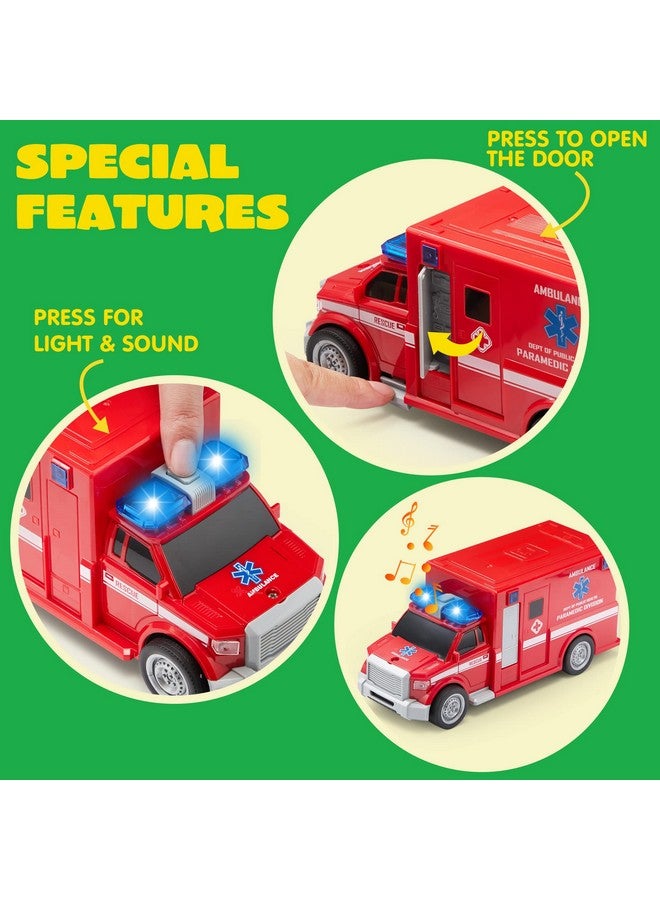 JOYIN 4 Pcs 7" Long Vehicle Toy Set, Toddlers Cars With Lights And Siren Sound, Including Play Police Car, School Bus, Toy Garbage Truck, Ambulance Toy, Christmas Birthday Gifts Toys For Boys 3-5 - Image 1