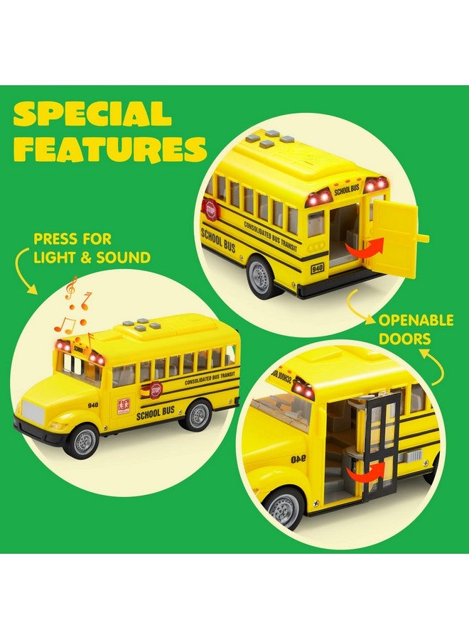 JOYIN 4 Pcs 7" Long Vehicle Toy Set, Toddlers Cars With Lights And Siren Sound, Including Play Police Car, School Bus, Toy Garbage Truck, Ambulance Toy, Christmas Birthday Gifts Toys For Boys 3-5 - Image 3