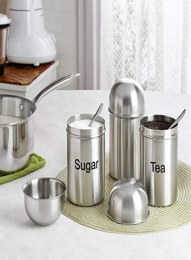 KD ZONE Stainless Steel Sober Design Jar | Container | Canister set for Tea, Coffee & Sugar | Tea Coffee Sugar Containers | Multicolour | 800ml each (Sliver Set of 2) - Image 3