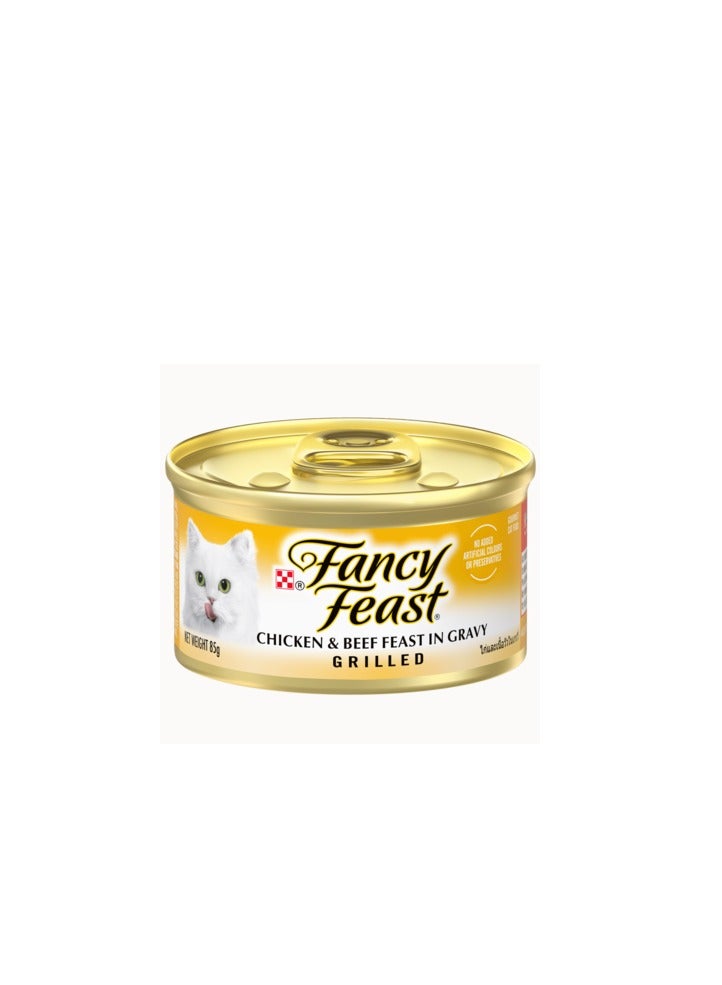 Nestle nestle purina fancy feast grilled cat wet food chicken & beef 85g pack of 6 