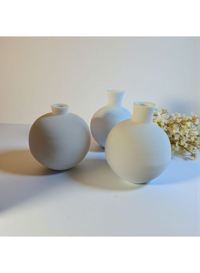 كلور زون بوتري طقم 3 قطع فازات فخارية ديكورية المكتب و المنزل بشكل مميز - Image 2