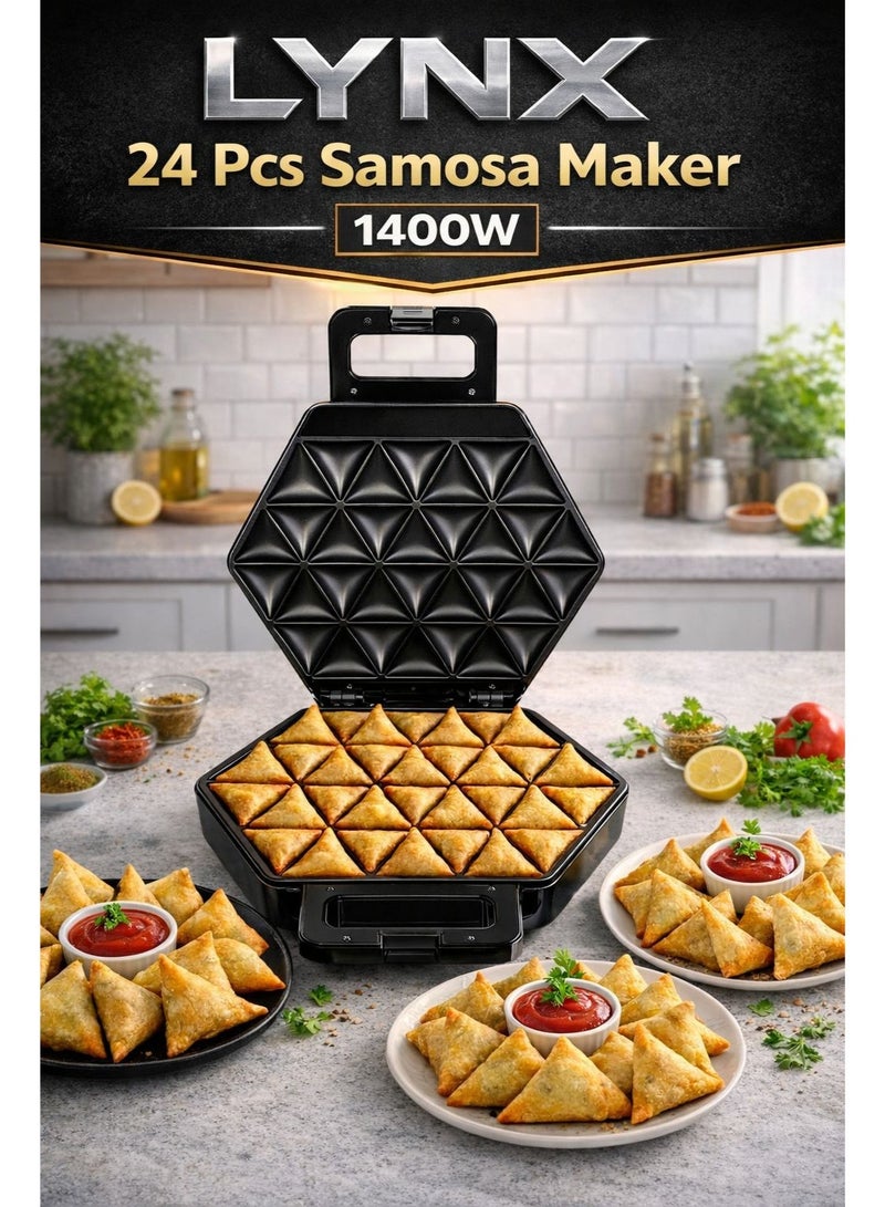 LYNX Electric Samosa Maker 24pcs Non-Stick Plate Thermostatic Control Dual Indicator Lights 1400W Fast Heating Snack Maker 220-240V – LY-SM-4079 - Image 1