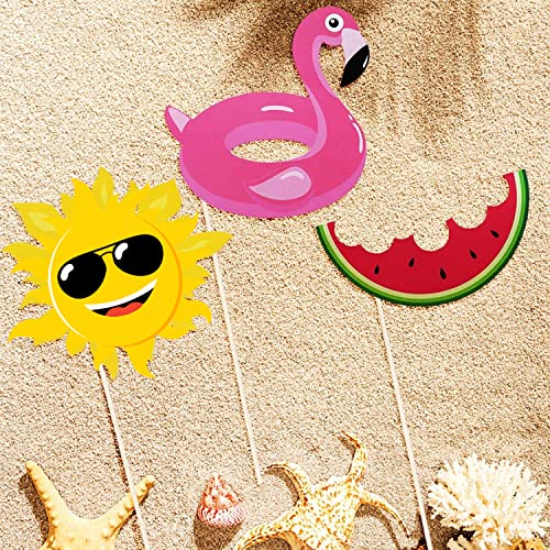 Zyozique 28 Summer PhotoBooth Props - Pool & Beach Party Favors for Baby Shower, Birthday & Hawaii Props - Image 5