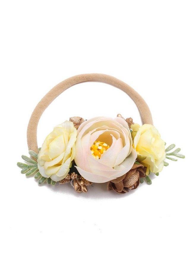 mligril Baby Girl Floral Headbands- 3pcs Nylon Headband Handmade Flower Crown Elastic Hairband Newborn Toddler Hair Accessories Gifts for Girls （1-6 years old） - Image 4